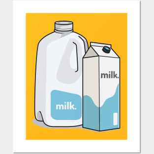 Milk cartoon illustration Posters and Art